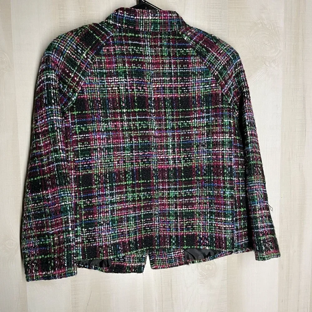 Talbots black‎ and multi color tweed blazer 3 button, size 8